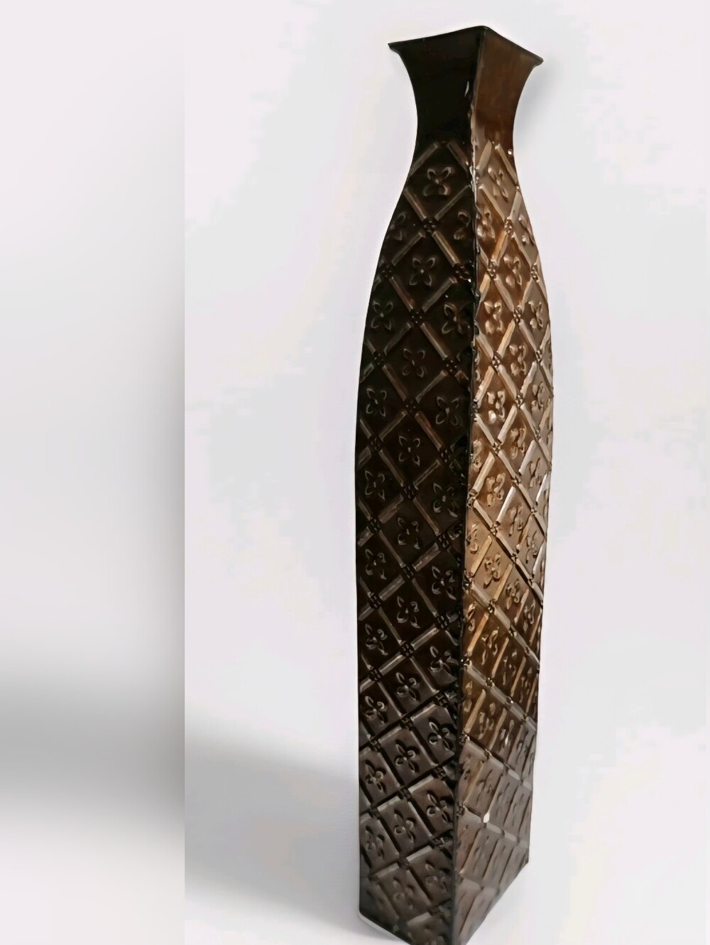 Hosley 24.5 Inch High Multi Colored Metal Embossed Floor Vase.
